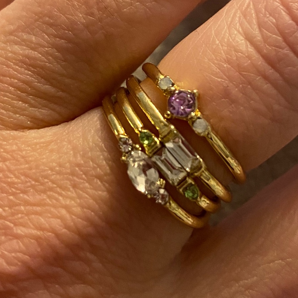 The Glam Squad gold plated delicate rings stack w color stones - Picture 9 of 9